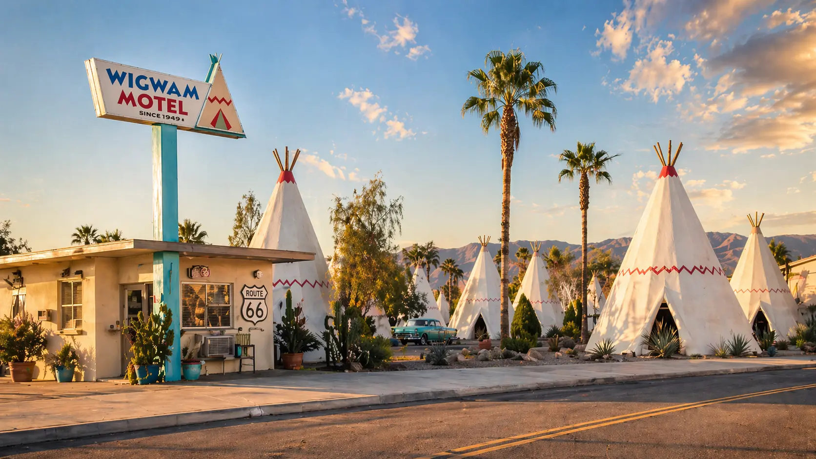 Wigwam Motel on Route 66 representing home health care services in San Bernardino County